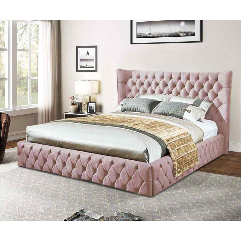 Upholstered Bed, Double (4'6), Pink