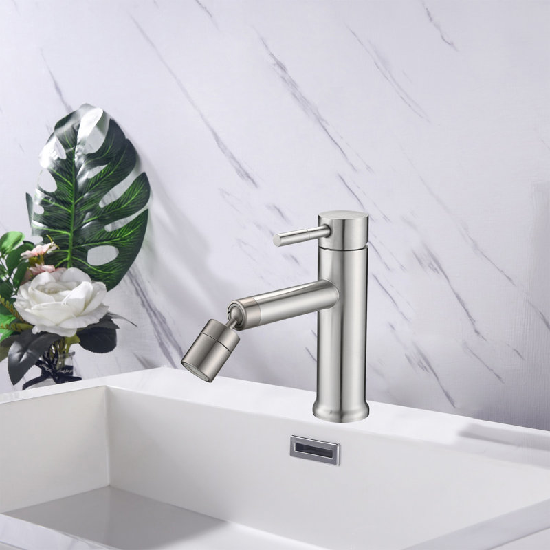 Single-Hole Single-handle Bathroom Faucet with Drain Assembly, Brushed Nickel