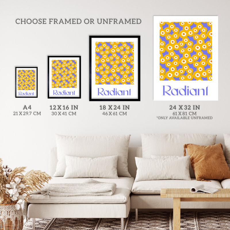 Wall Art Print Floral Pattern Radiant Quote Bold Poster