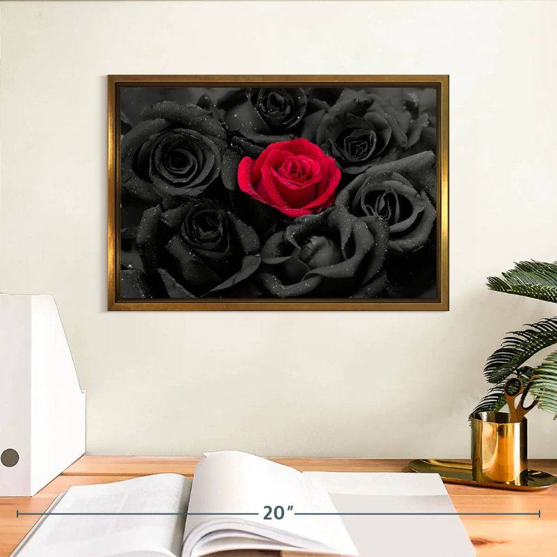 Red Rose Pop, Floating Frame Gold, 13" X 9"