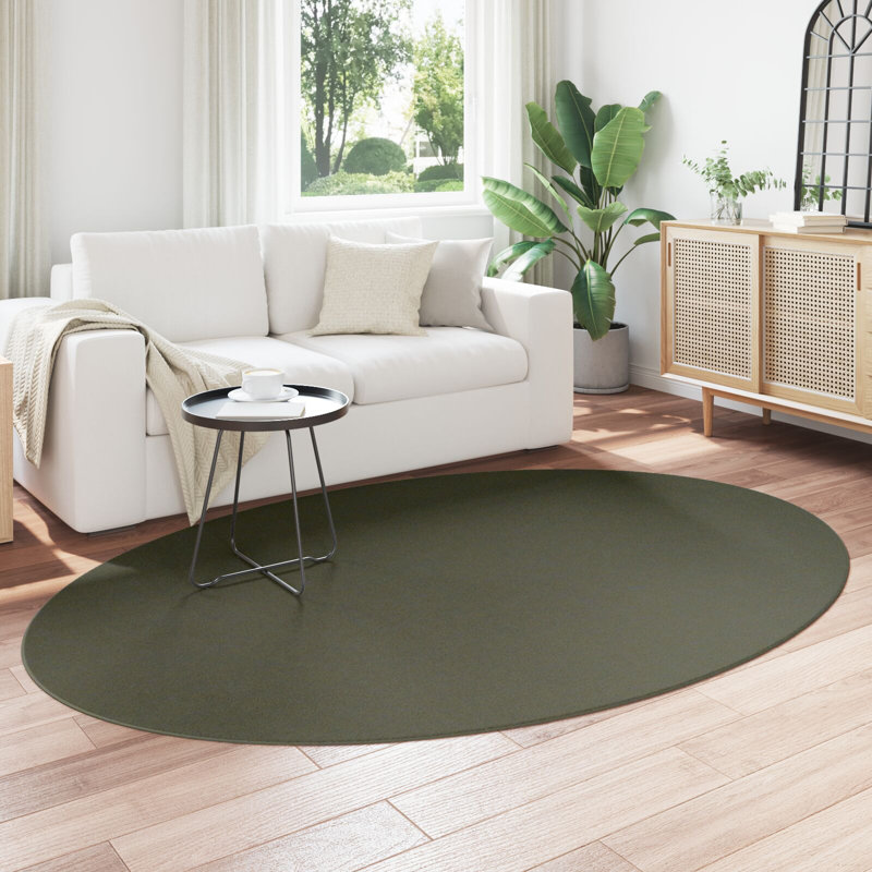 Rugs Forest Green Non-Slip Area Rugs, Oval 160 x 230 cm, Polypropylene Plastic