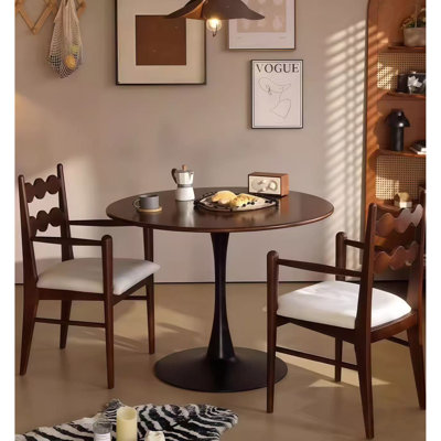 (Walnut Color) Round Table, ∅31.5'' Modern Dining Table, Dining Table,MDF Top And Steel Base Tulip Round Kitchen Table,Kitchen Table, Mid Century Coffee Table For Living Room, Oval Dining Table, Coffee Table
