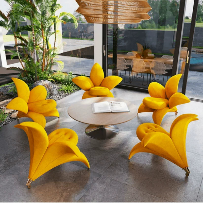 Simple and Creative Flower-Shaped Sofa Chair, Jaune