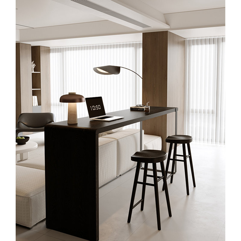 Table de bar moderne en pin noir moderne et minimaliste, H 41,34 po x L 86,61 po x l 19,69 po
