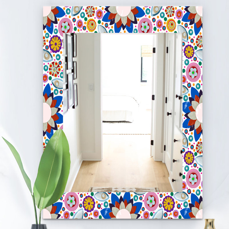 Miroir mural 19 bohémien et éclectique fleur, H 24 po x l 32 po