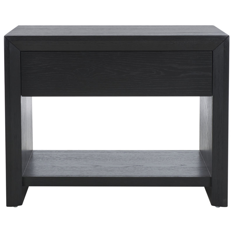 Darnell Wood 1 Drawer Nightstand, Black