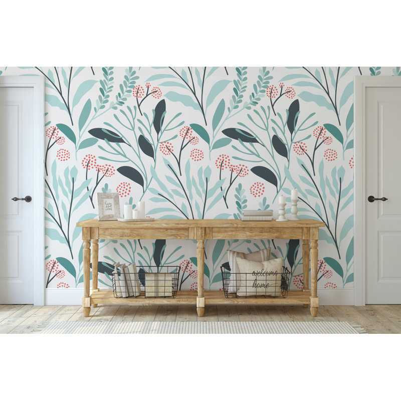 Papier peint amovible floral, L 48,96 po x l 75 po