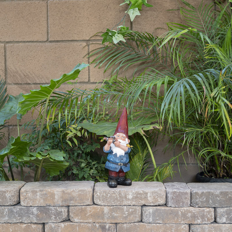 Hunting Garden Gnome with Yard Statue, Blue