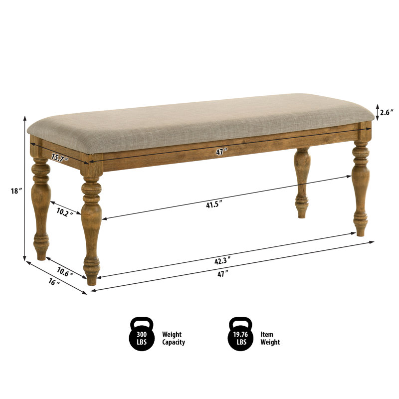 Ensemble de 6 pièces en chêne naturel antique avec banc Halt Whistle 