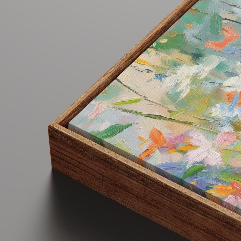 «Vibrant Floral Field», impression murale encadrée 2 pièces, H 24 po x l 16 po, Naturel