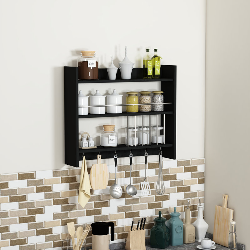 Wall Mounted Required Spice Rack, Black