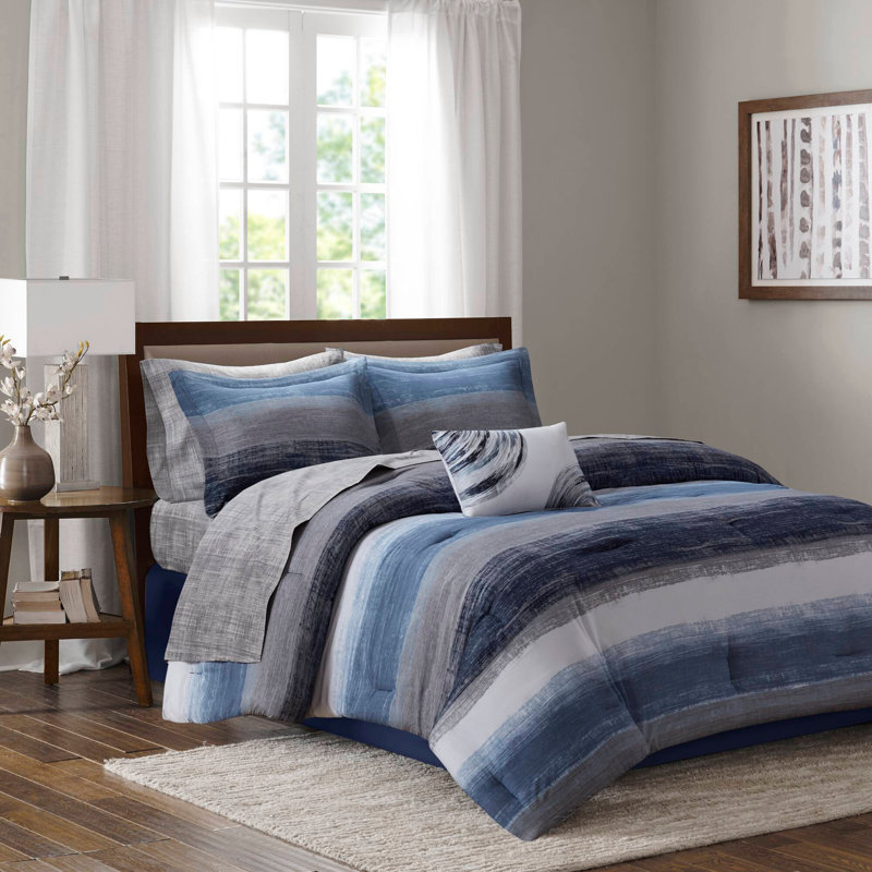 9‑Piece King Size Comforter Set with Cotton Bed Sheets
