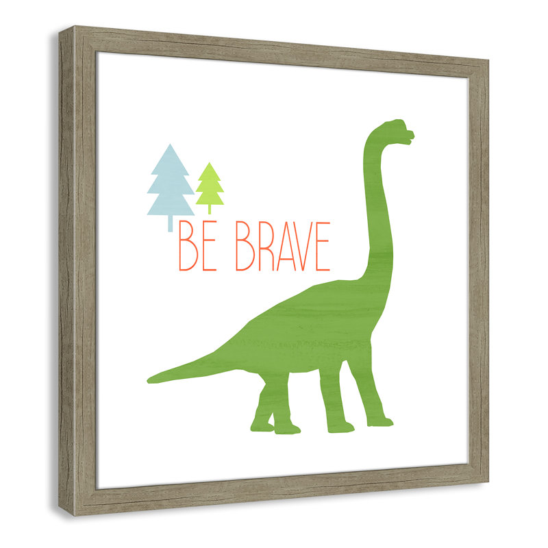 Dino Brave 1 ', art encadré, H 22,5 po x l 22,5 po x P 0,6 po, Encadré plat de bois de grange gris