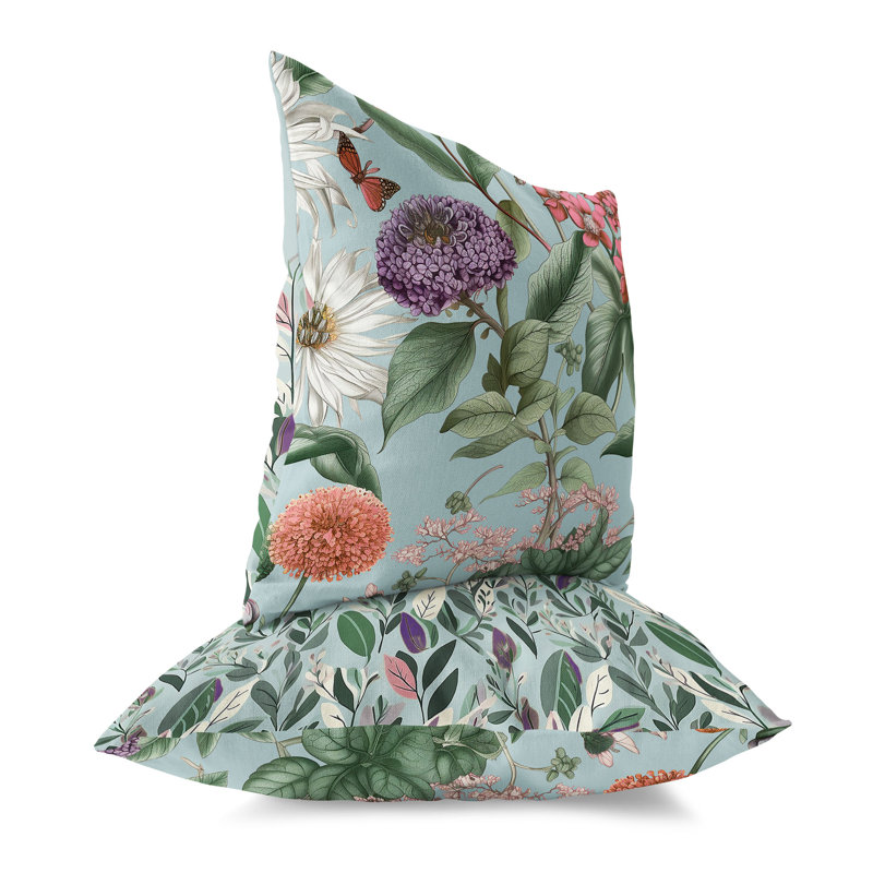 Coussin décoratif Garden Gracefulness Broadcloth, H 26 po x l 26 po, Rose / argent / pâle