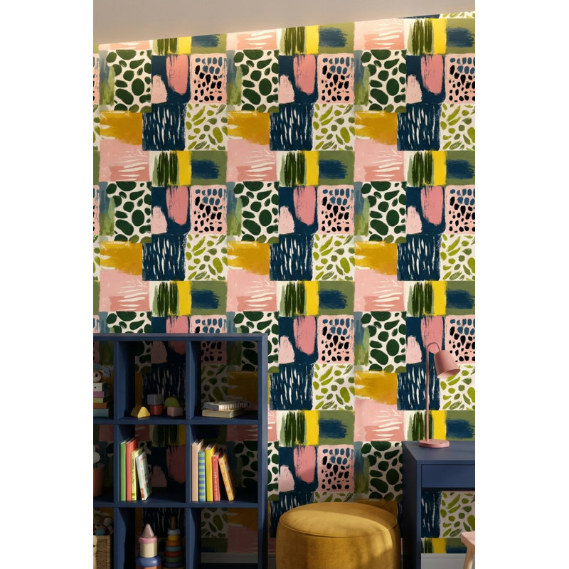 Papier peint géométrique patchwork géométrique, Peler et coller