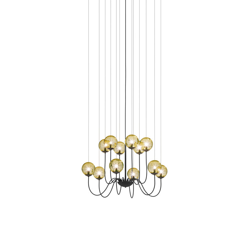 Puppet Suspension 12P Multicolor 1 Glossy Chrome G9 Ul, Matte Black, Amber Transparent