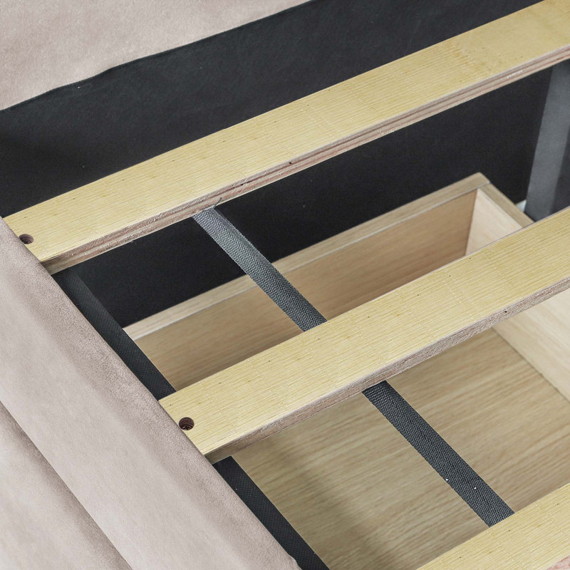 Modern Upholstered Daybed with Two Drawers, Beige