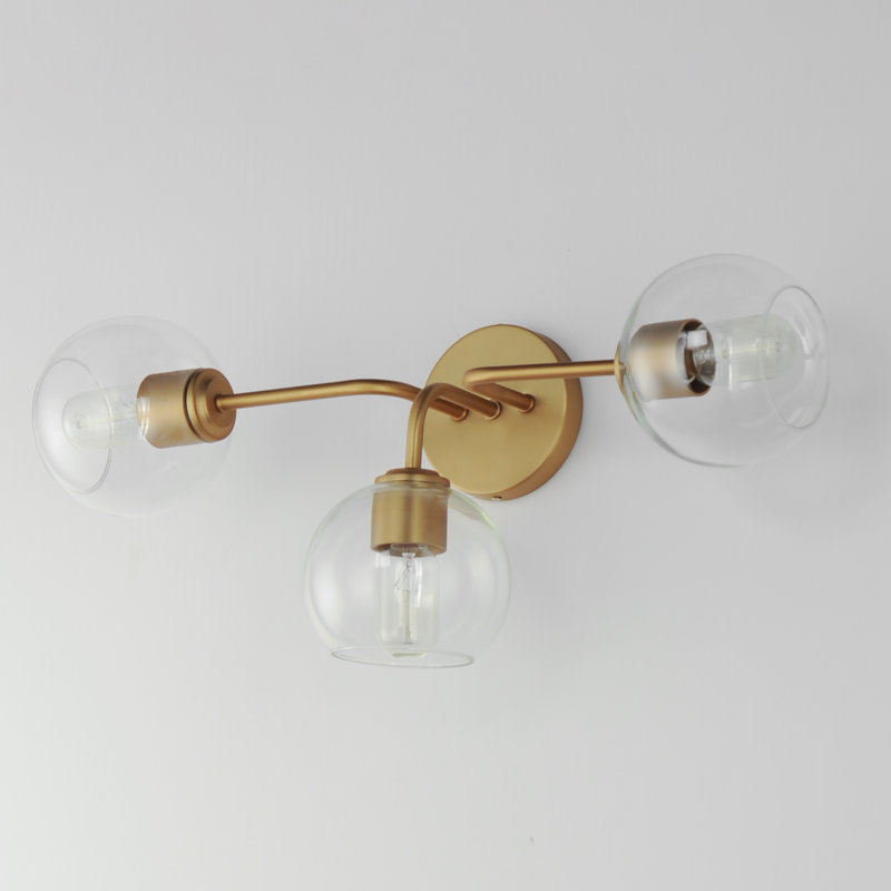 3 - Light Dimmable Vanity Light, Natural Aged Brass