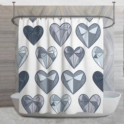 Rideau de douche géométrique - Cœurs, décorations de salle de bain