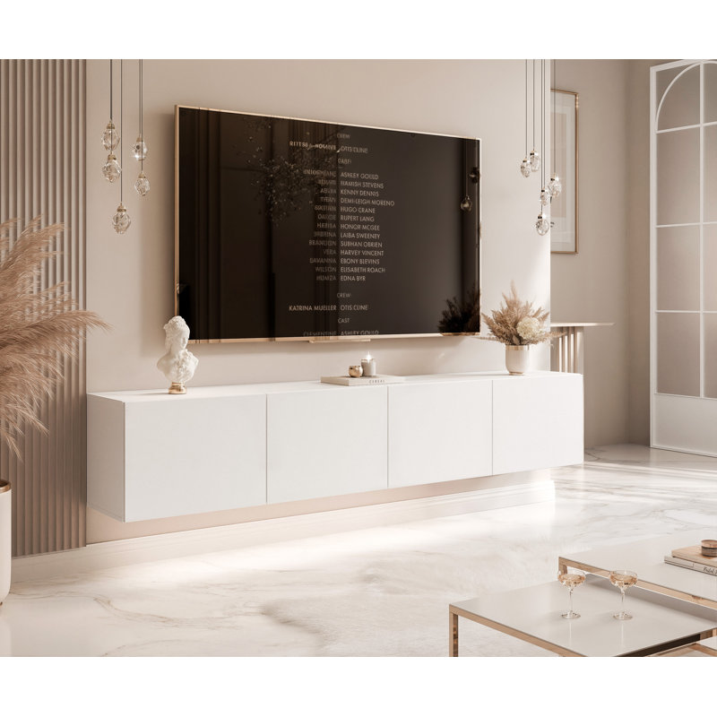 Takella Unfinished TV Stand for TVs up to 85", 36cm H x 200cm L x 40cm W, White