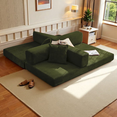 Canapé-lit modulaire convertible 2-en-1 avec matelas en mousse à mémoire de forme - aucun assemblage requis, canapé-lit peu encombrant pour salon, chambre à coucher, studio-2M6003-BRO