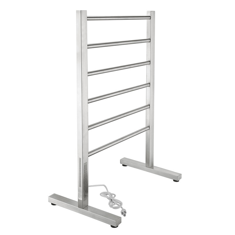 Brushed Nickel 6-Bar Stainless Steel Floor Towel Warmer