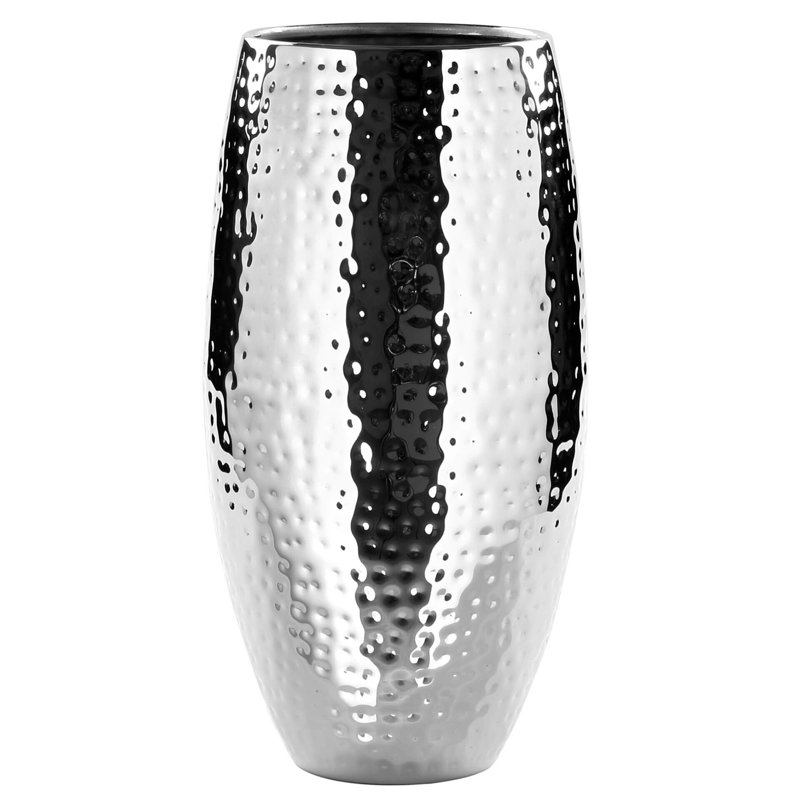 Africa Handmade Metal Floor Vase, 28cm H x 14cm W x 14cm D, Hammered