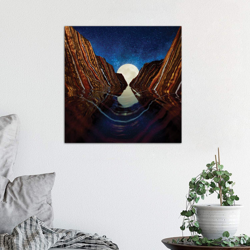 Lune réfléchie - impression, Toile tendue, H 18 po x l 18 po x 1,5 po
