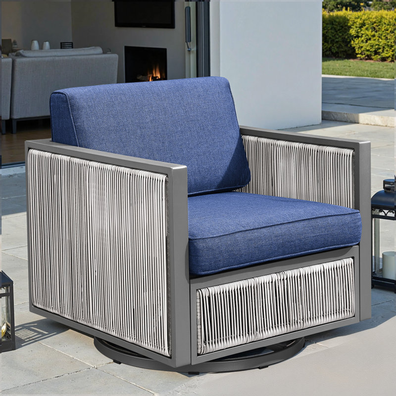 Fauteuil oscillant d'extérieur Trinie, Bleu