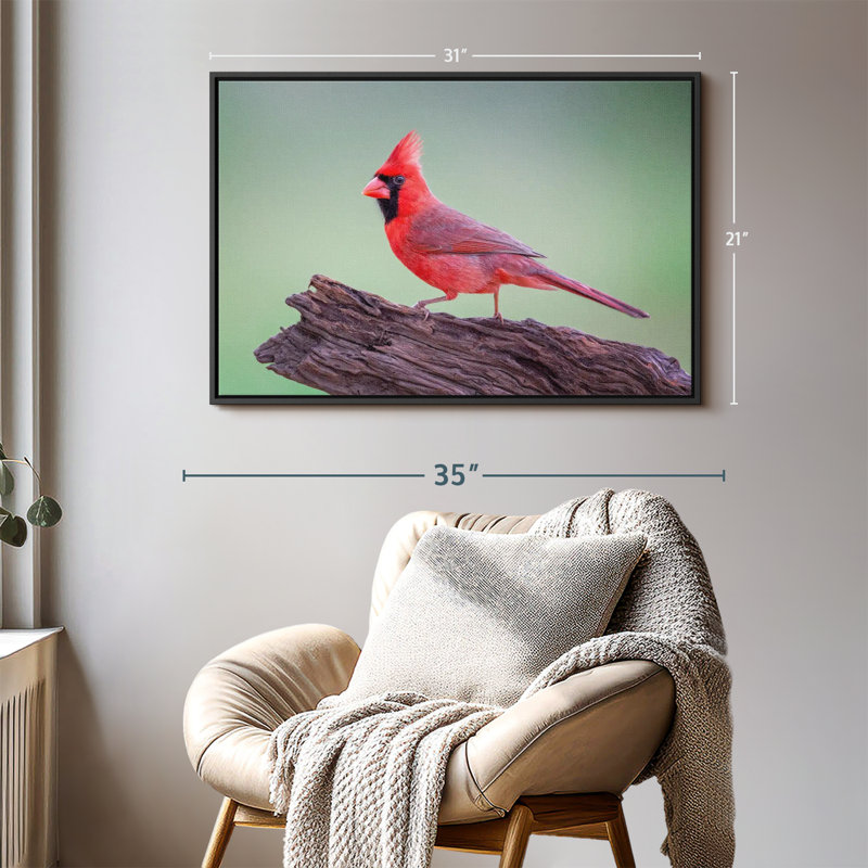 "Cardinal sur bois, art mural", H 21 po x l 31 po
