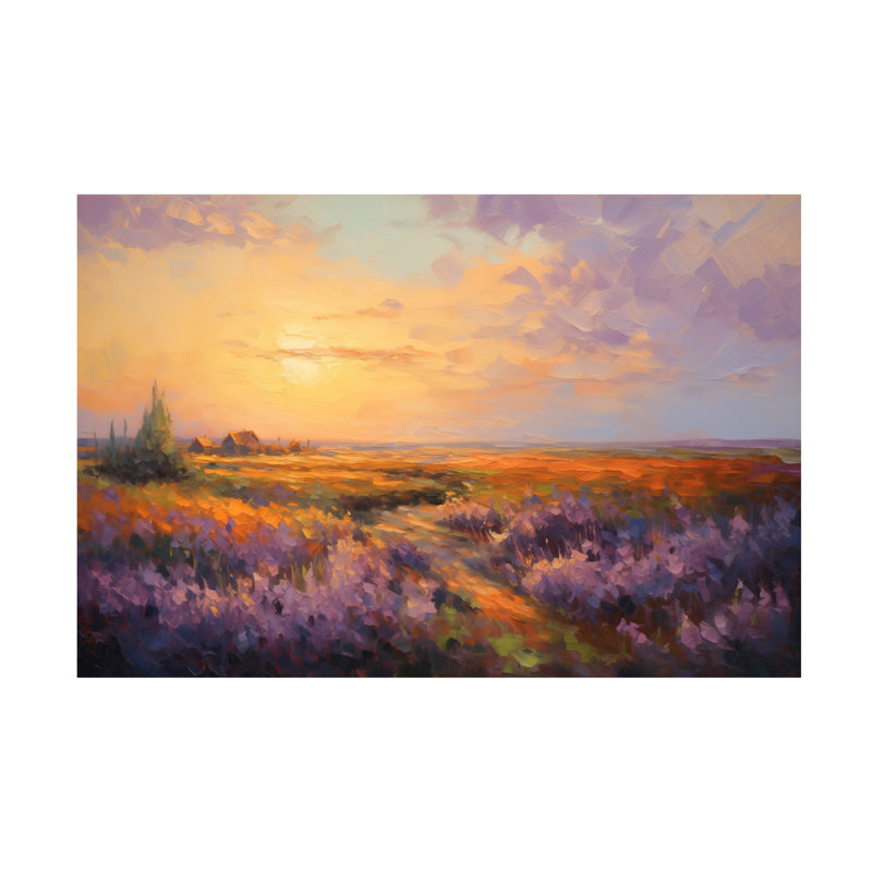 Art mural sur toile tendue - Art mural «Lavender Fields at dusk» par Imagine It Images pour le salon, la chambre à coucher ou le bureau - 22 x 32