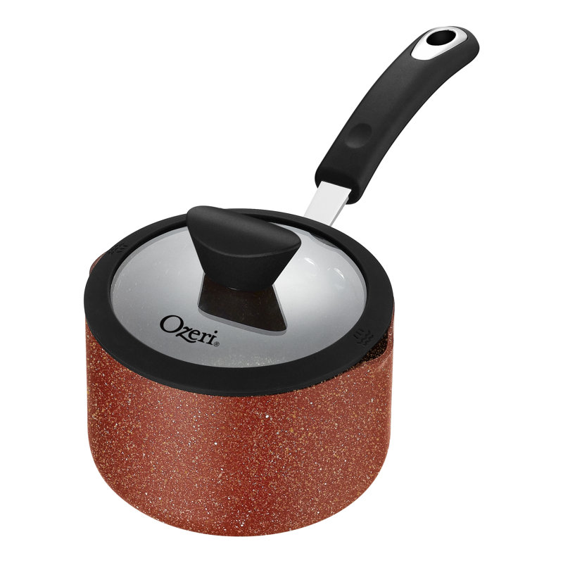 Casserole antiadhésive de 5,3 pte avec couvercle Ozeri Stone Earth All-In-One APEO & PFOA, 1,5 L (1,6 pte), Rouge