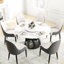 Table ronde 53 po en pierre frittée pour 6 personnes, base en fer noir, table tournante rotative 23,62 po avec plateau à gratter et base stable 6-917714644-917714647