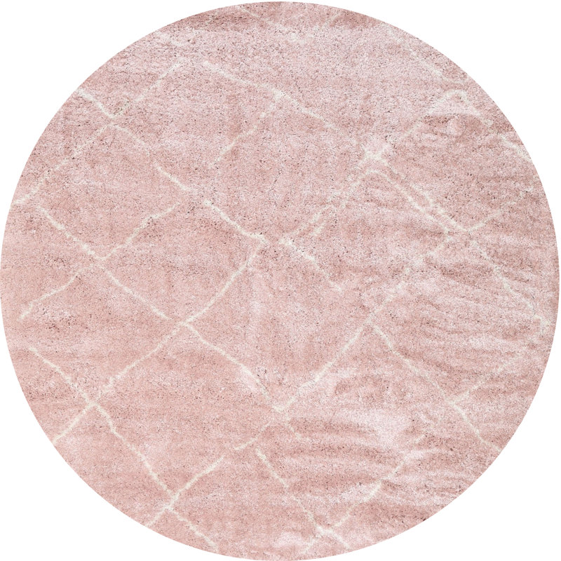 Tapis géométrique rose, Rond 5 pi