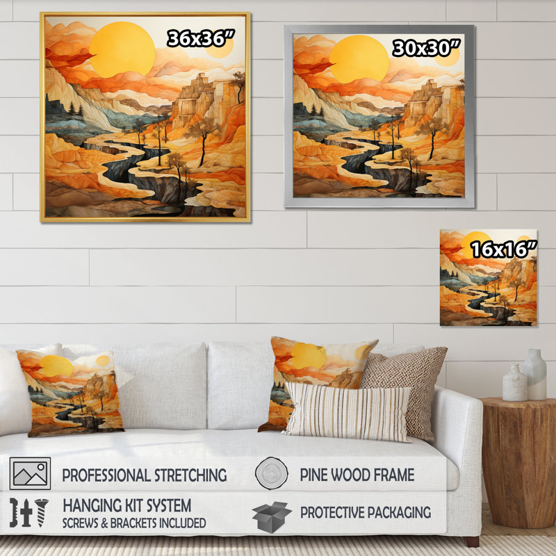 «Bold Landscape Canyon Desert VI - Canyon», art mural, Cadre flottant érable, H 24 po x l 24 po x P 1 po
