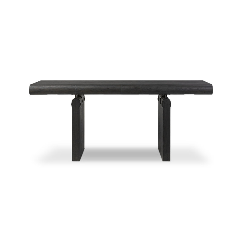 Cleo Solid Wood Writing Desk, Black Oak