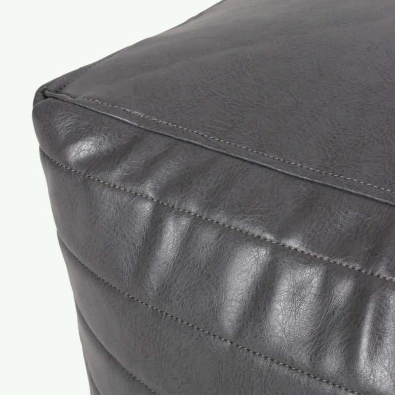 Candy Contemporary Faux Leather Suqare Pouf, Gray
