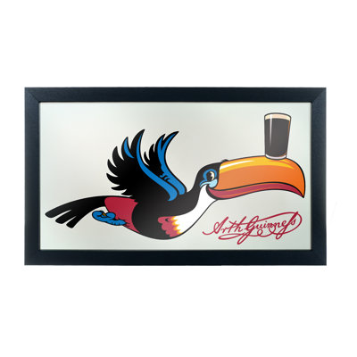 Guinness Toucan Black Framed Bar Mirror