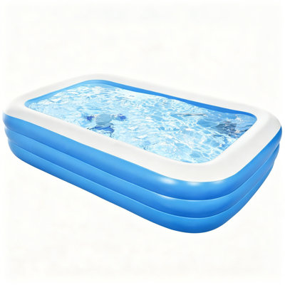 241×142×56cm Large Family Inflatable Swimming Pool, Thickened PVC Blow Up Paddling Pool，Fast Inflatable Pool for Backyard Garden Outdoor Summer Water Party