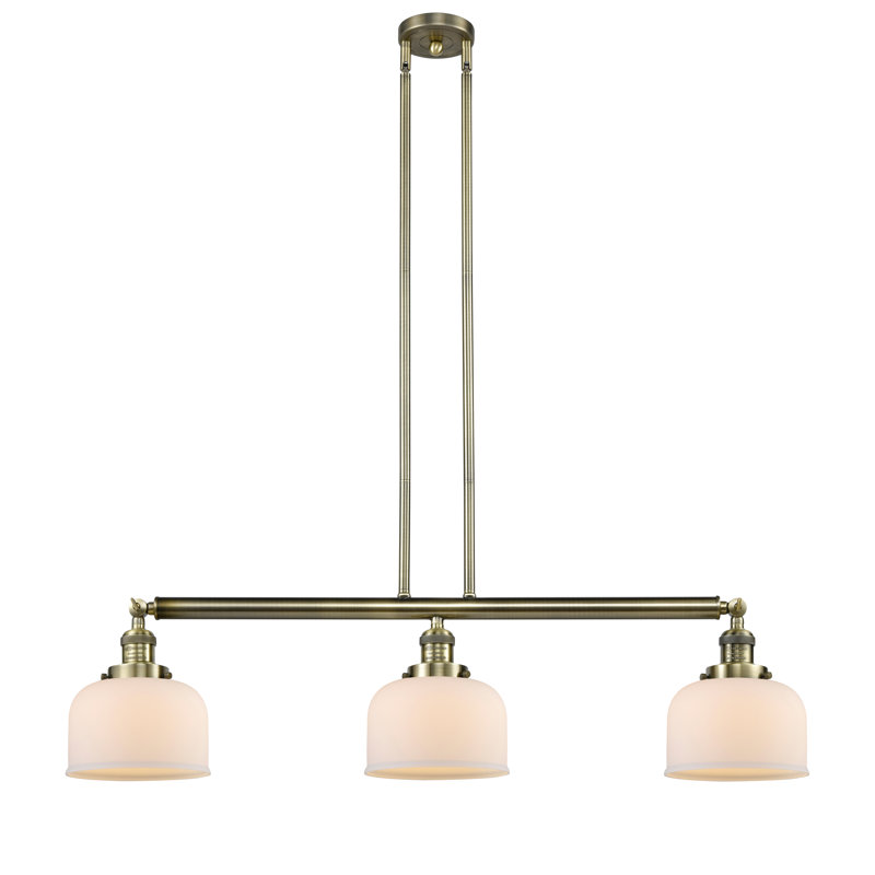 Bell - 3 Light 41" Stem Hung Island Light, Matte Black, Matte White, LED