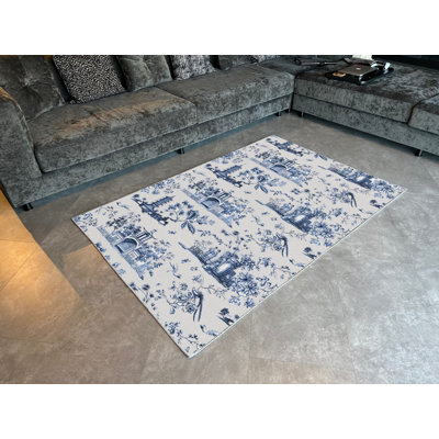 Tapis tissé bleu-gris clair