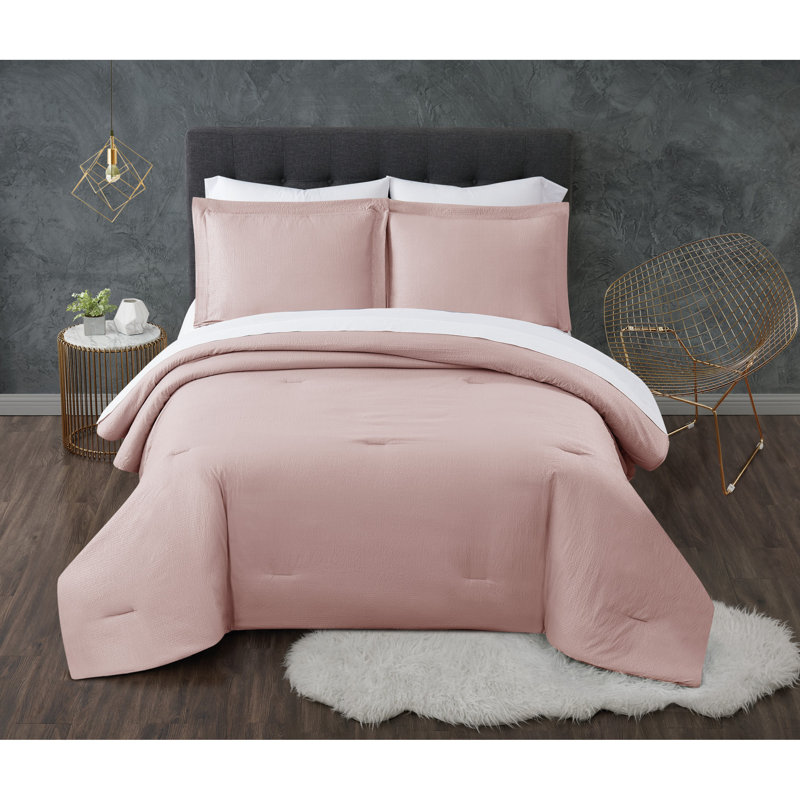 Ensemble d'édredon en microfibre antimicrobien Trely Calm, Édredon simple + 4 pièces supplémentaires, Blanc