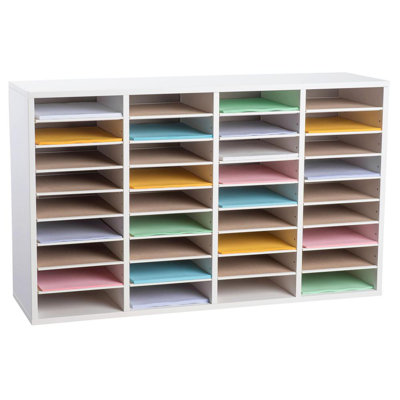 Wood Adjustable 36 Compartment Literature Organizer Mailroom Organizer