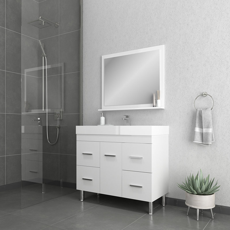 Meuble-lavabo simple 42 po Merlino, Blanc