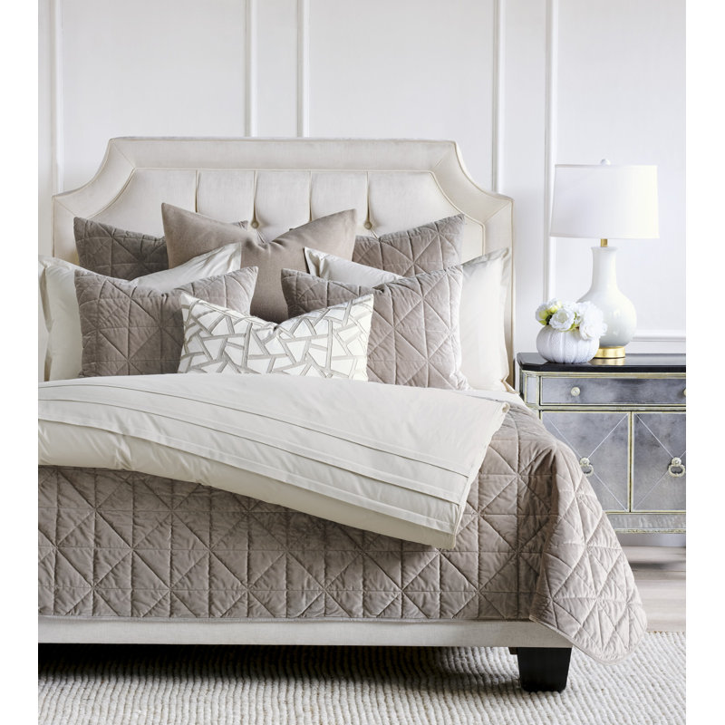Nova Quilted Velvet Sham, Euro , Fawn