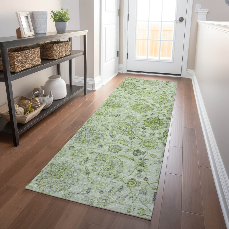 Machine Washable Indoor/Outdoor Xhevrie Aloe Rug, Runner 2'3" x 7'6"