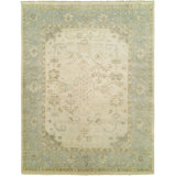 Wool Oriental Area Rug in Ivory/Blue