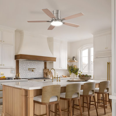 52'' Smart Indoor Modern Brushed Nickel Standard Ceiling Fan With Dimmable Led Lights And Remote Included App Control