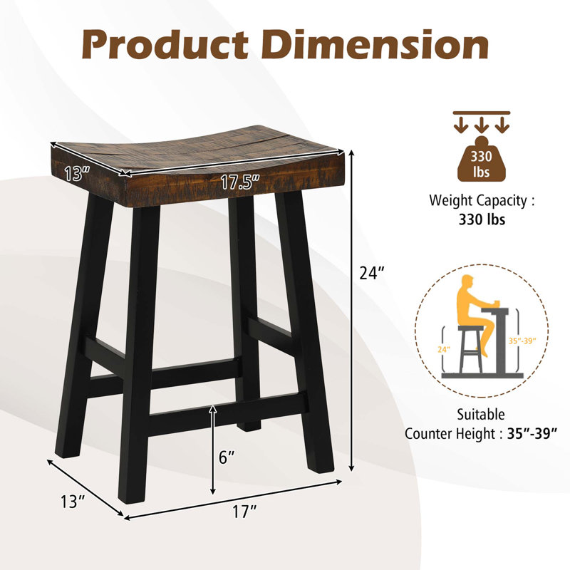 Sujin Solid Wood Counter Stool, Counter Stool (24" Seat Height)