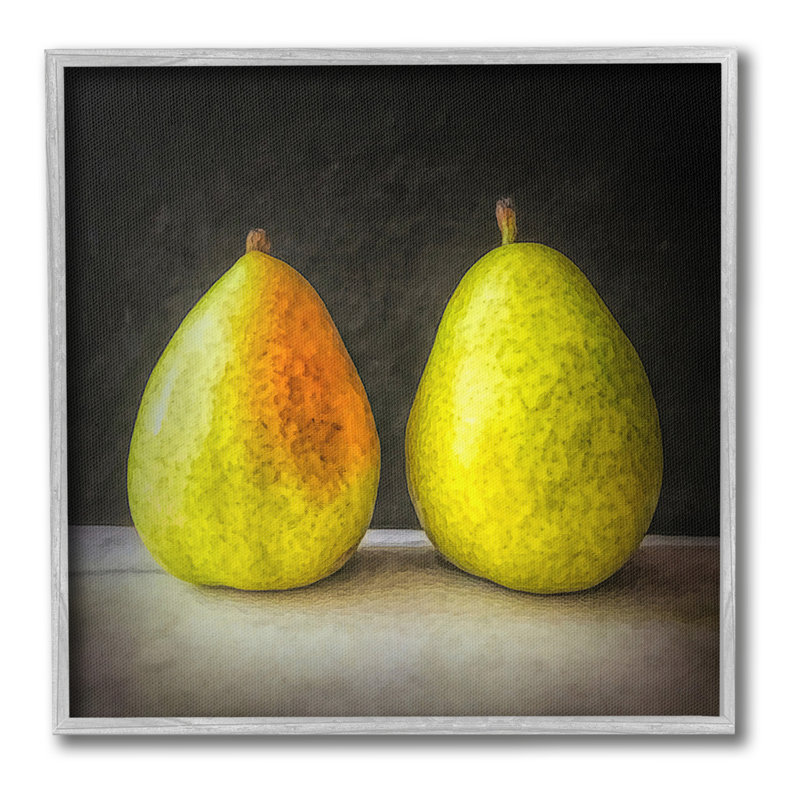 Pear Duo Still Life Framed Giclee Art by GraffiTee Studios, Farmhouse Grey Framed Giclee, 12" H x 12" W
